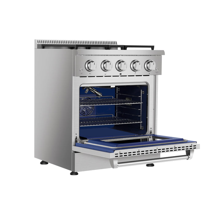 Empava Gas Pro-Style Range 30" in Stainless Steel with 4 Cooktop Burners and 4.2 cu. ft. Capacity Oven