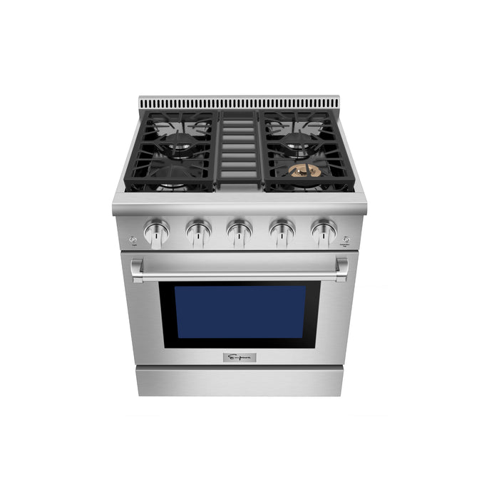 Empava Gas Pro-Style Range 30" in Stainless Steel with 4 Cooktop Burners and 4.2 cu. ft. Capacity Oven