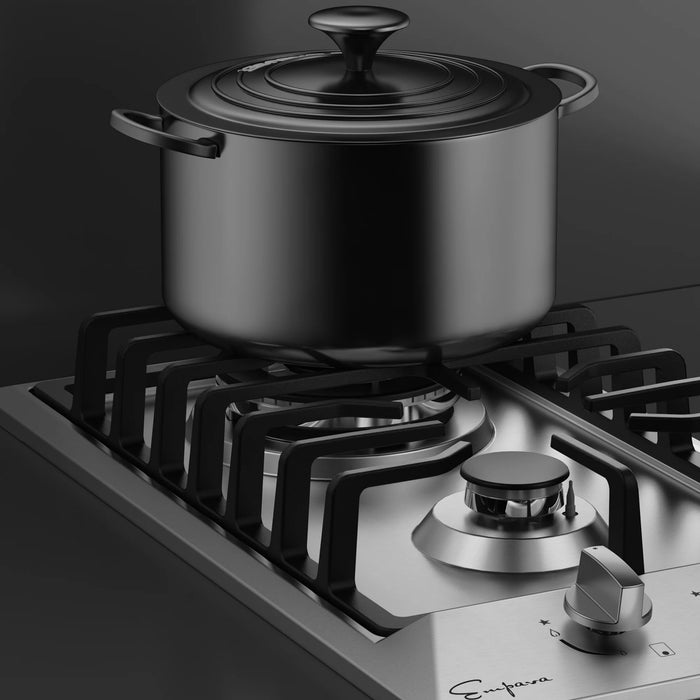 Empava Gas Cooktop 12" in Stainless Steel with 2 Sealed Burners and Continuous Cast-Iron Grates