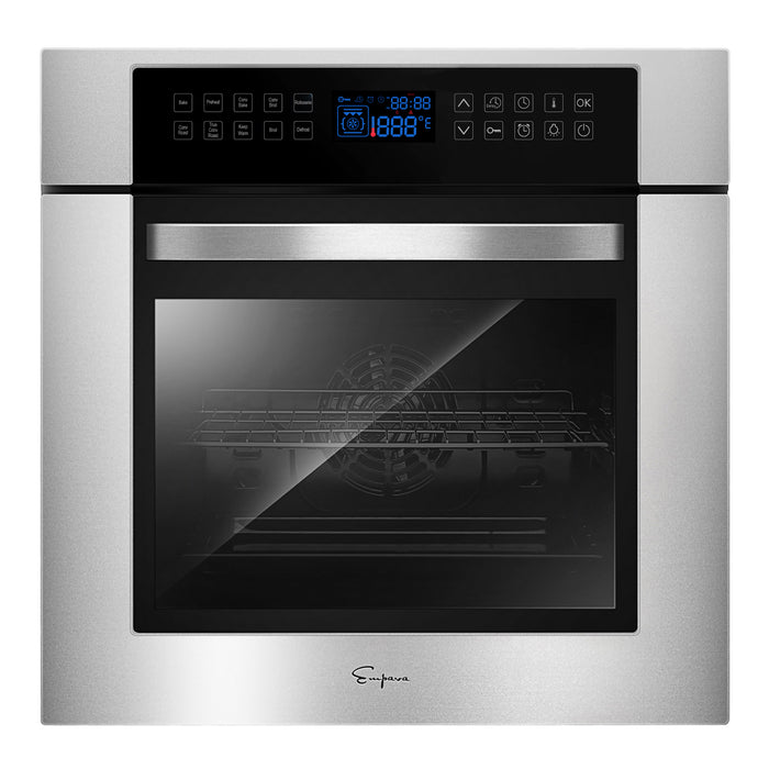 Empava Electric Single Wall Oven 24" 2.3 cu. ft. Capacity in Stainless Steel with 10 Cooking Modes and Digital Touch Controls