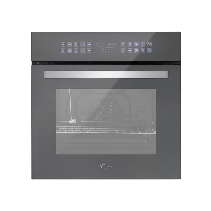 Empava Electric Single Wall Oven 24" 2.3 cu. ft. Capacity in Black Tempered Glass with 10 Cooking Modes and Digital Touch Controls