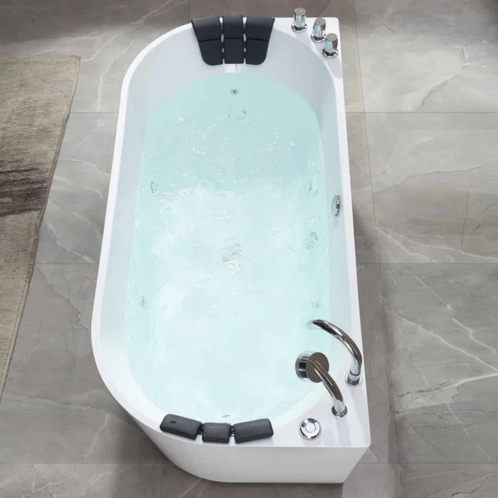 Empava Alcove 59" Soaking Bathtub with Whirlpool Hydromassage