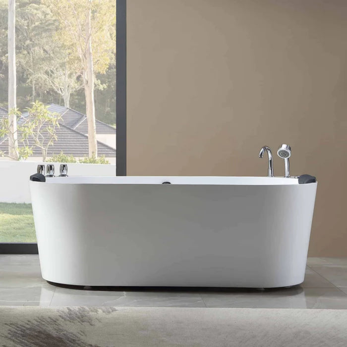 Empava Alcove 59" Soaking Bathtub with Whirlpool Hydromassage