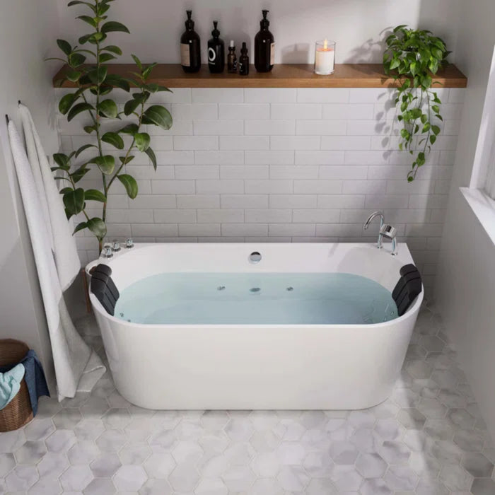 Empava Alcove 59" Soaking Bathtub with Whirlpool Hydromassage