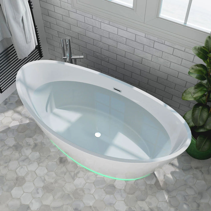 Empava Freestanding 59" Soaking Bathtub with Lighting