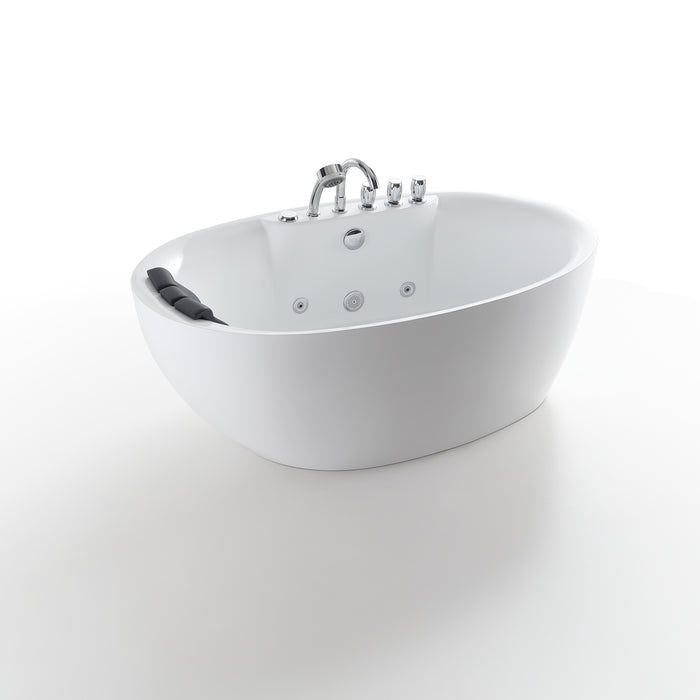 Empava Freestanding 71" Soaking Bathtub with Whirlpool Hydromassage