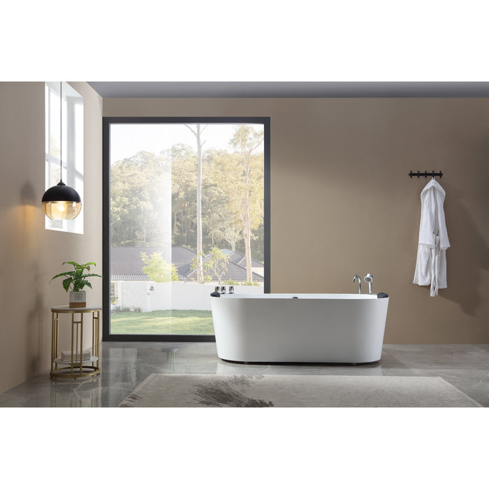 Empava Alcove 71" Soaking Bathtub with Whirlpool Hydromassage