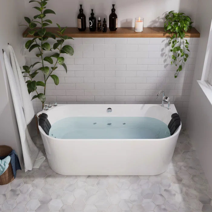 Empava Alcove 67" Soaking Bathtub with Whirlpool Hydromassage