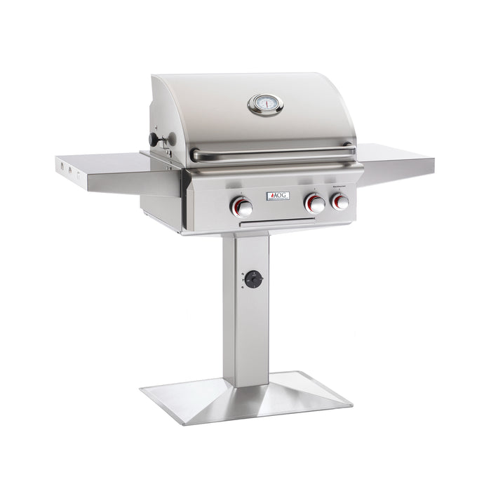 American Outdoor Grill T Series 24” Patio Post Mounted Grill with Backburner and Rotisserie