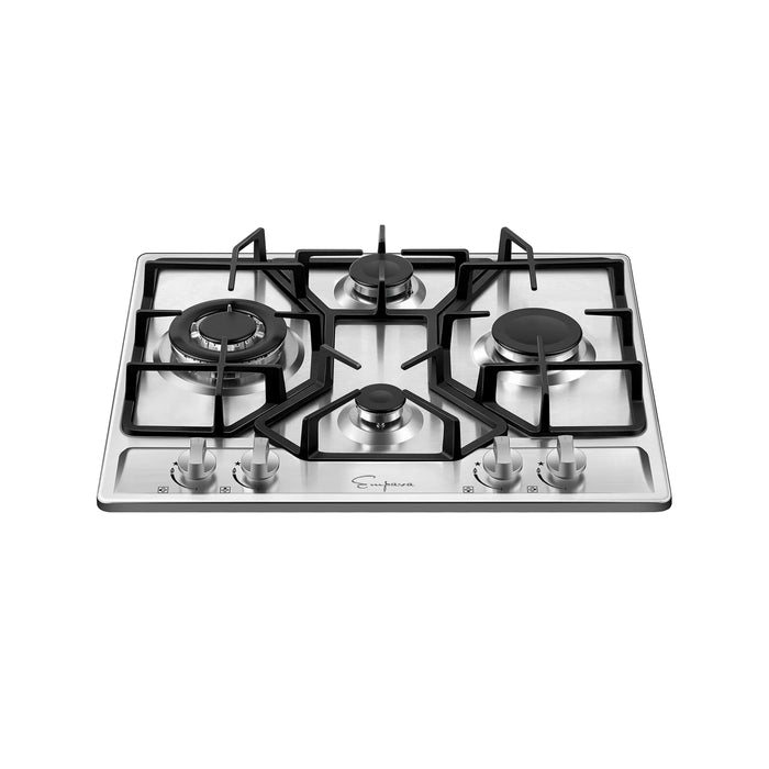 Empava Gas Cooktop 24" in Stainless Steel with 4 Sealed Burners and Continuous Cast-Iron Grates