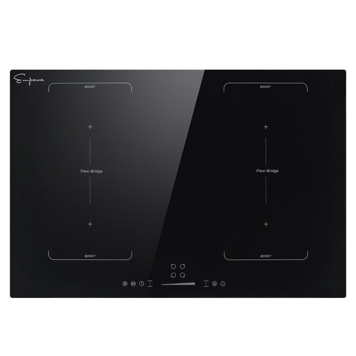 Empava Induction Cooktop 30" with 4 Elements in Black Vitro-Ceramic Glass with Flexi-Bridge Burners