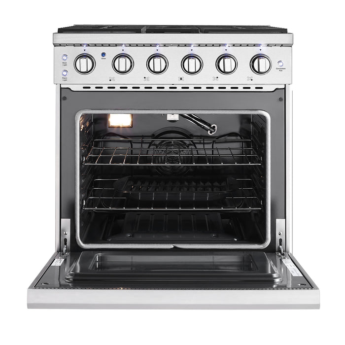 Empava Gas Pro-Style Range 30" in Stainless Steel with 5 Cooktop Burners and 4.5 cu. ft. Capacity Oven