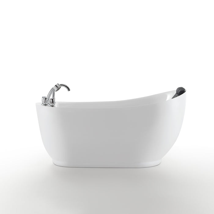 Empava Freestanding 59" Soaking Bathtub with Whirlpool Hydromassage