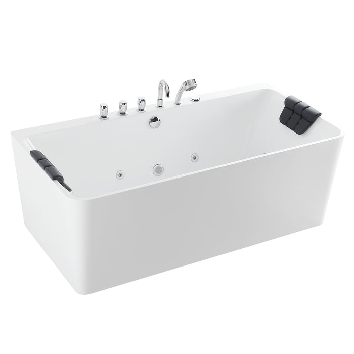 Empava Freestanding 67" Rectangular Soaking Bathtub with Whirlpool Hydromassage