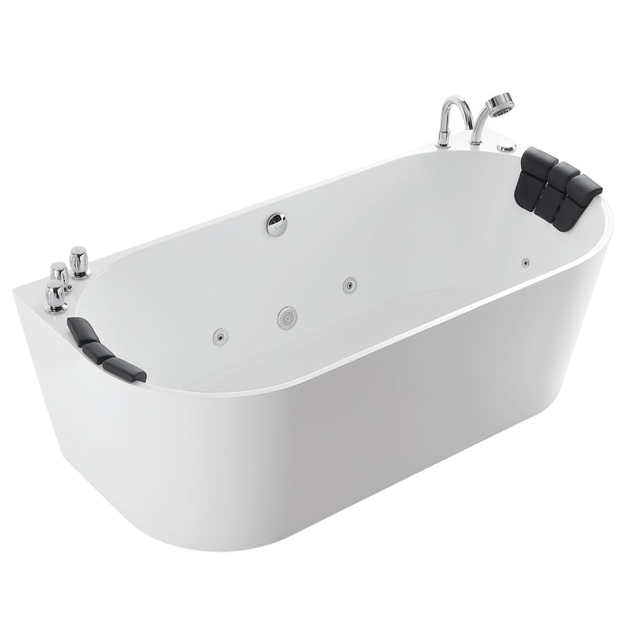 Empava Alcove 59" Soaking Bathtub with Whirlpool Hydromassage