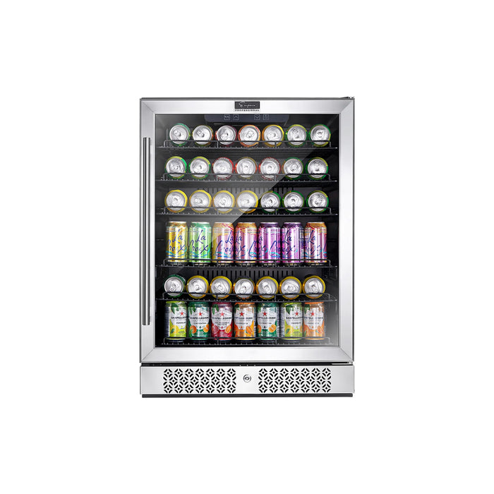 Empava Beverage Cooler 24" Single Zone 140 Can Capacity in Stainless Steel with Glass Door