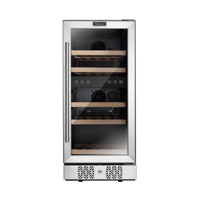 Empava Wine Cooler 15" Dual Zone 29 Bottle Capacity in Stainless Steel with Glass Doors