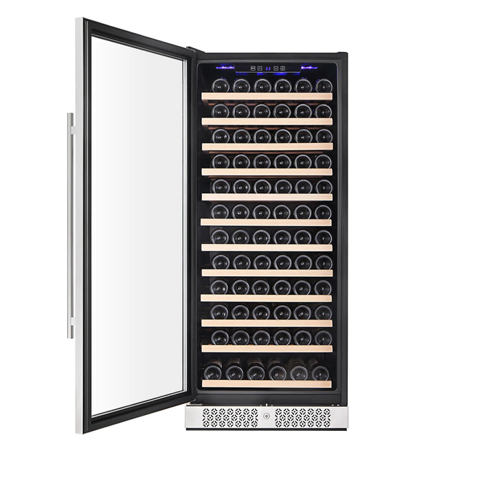Empava Wine Cooler 24" Single Zone 127 Bottle Capacity in Stainless Steel with Glass Door