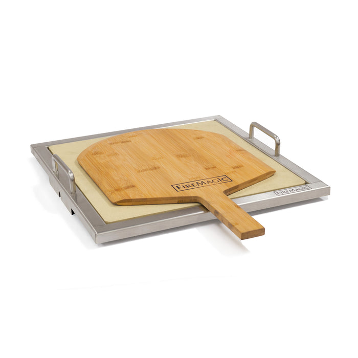 Fire Magic Pizza Stone Kit with Wooden Pizza Peel