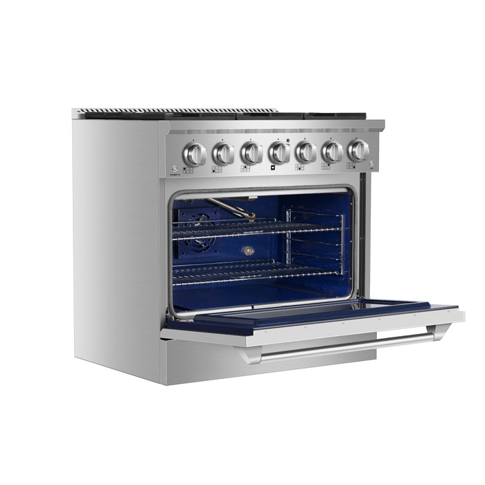 Empava Gas Pro-Style Range 36" in Stainless Steel with 6 Cooktop Burners and 5.2 cu. ft. Capacity Oven