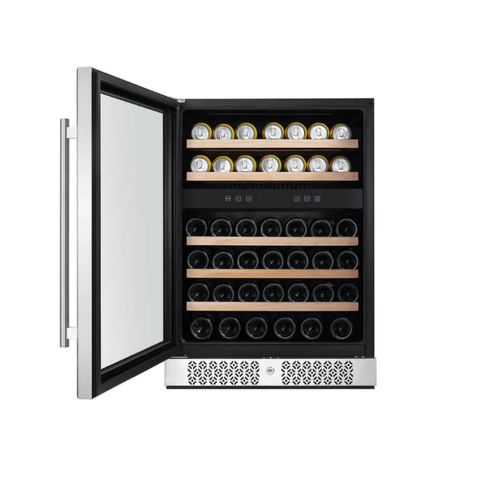 Empava Wine Cooler 24" Dual Zone 46 Bottle Capacity in Stainless Steel with Glass Doors