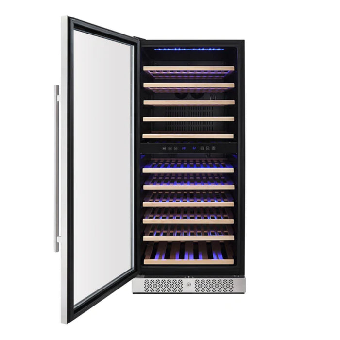 Empava Wine Cooler 24" Dual Zone 116 Bottle Capacity in Stainless Steel with Glass Doors
