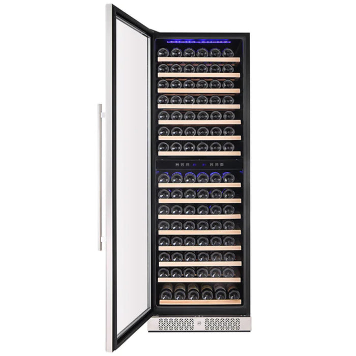Empava Wine Cooler 24" Dual Zone 160 Bottle Capacity in Stainless Steel with Glass Doors