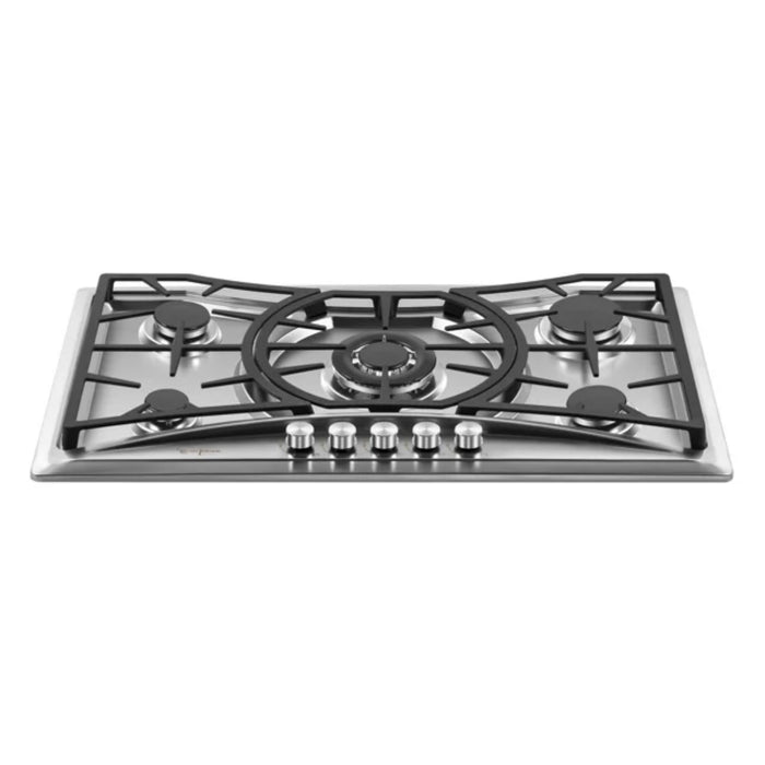 Empava Gas Cooktop 36" in Stainless Steel with 5 Sealed Burners and Continuous Cast-Iron Grates
