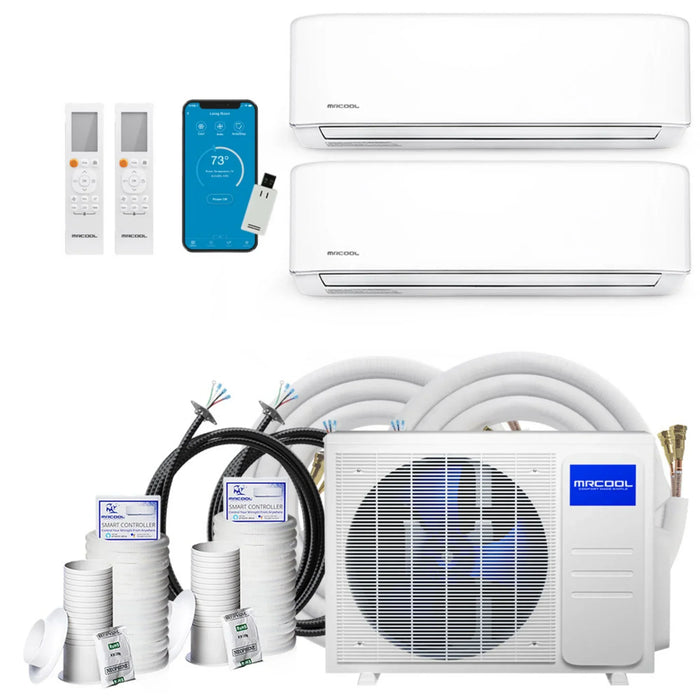 MRCOOL DIY Mini Split A/C & Heat Pump System | 27K BTU 3-Zone | Air Handler: Wall 12K+12K | Line Set: 25'+50'