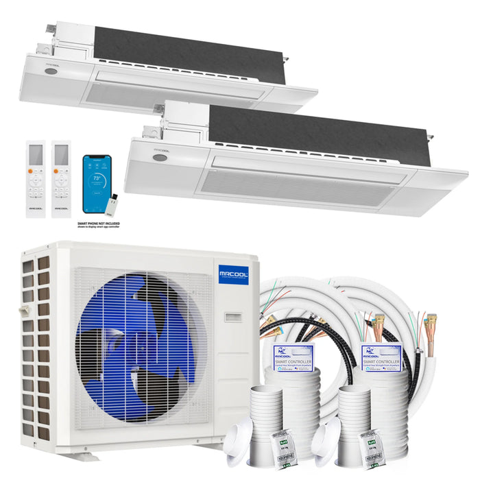 MRCOOL DIY Mini Split A/C & Heat Pump System | 18K BTU 2-Zone | Air Handler: Ceiling 9K+9K | Line Set: 50'+50'+16'+Coupler