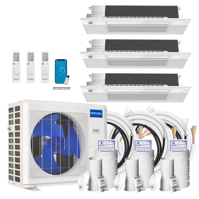 MRCOOL DIY Mini Split A/C & Heat Pump System | 27K BTU 3-Zone | Air Handler: Ceiling 9K+12K+12K | Line Set: 16'+50'+50'+25'+Coupler